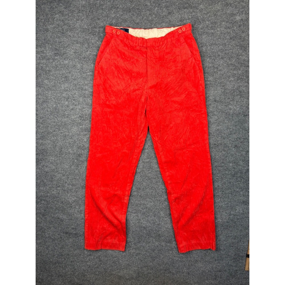 Polo Ralph Lauren Mens Red Orange Corduroy Trousers Straight Leg Pants 32x32